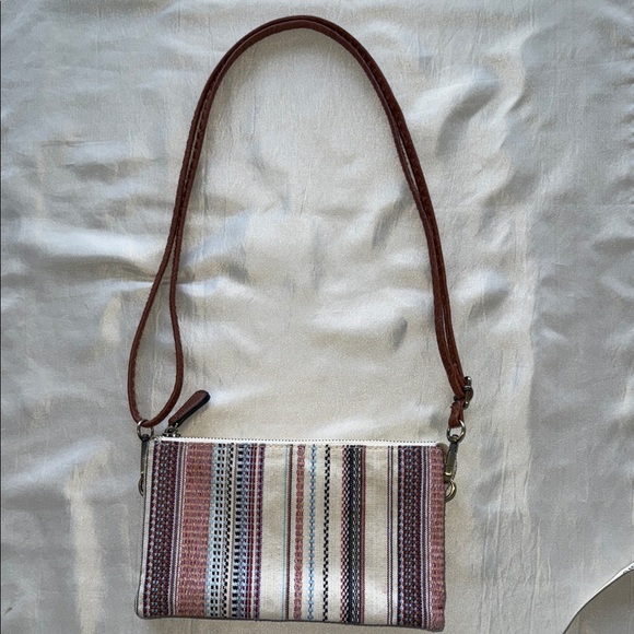 Jen & Co Riley Multi Stripe Crossbody Bag Clutch Multi Pockets Zip Adjustable - Picture 2 of 9